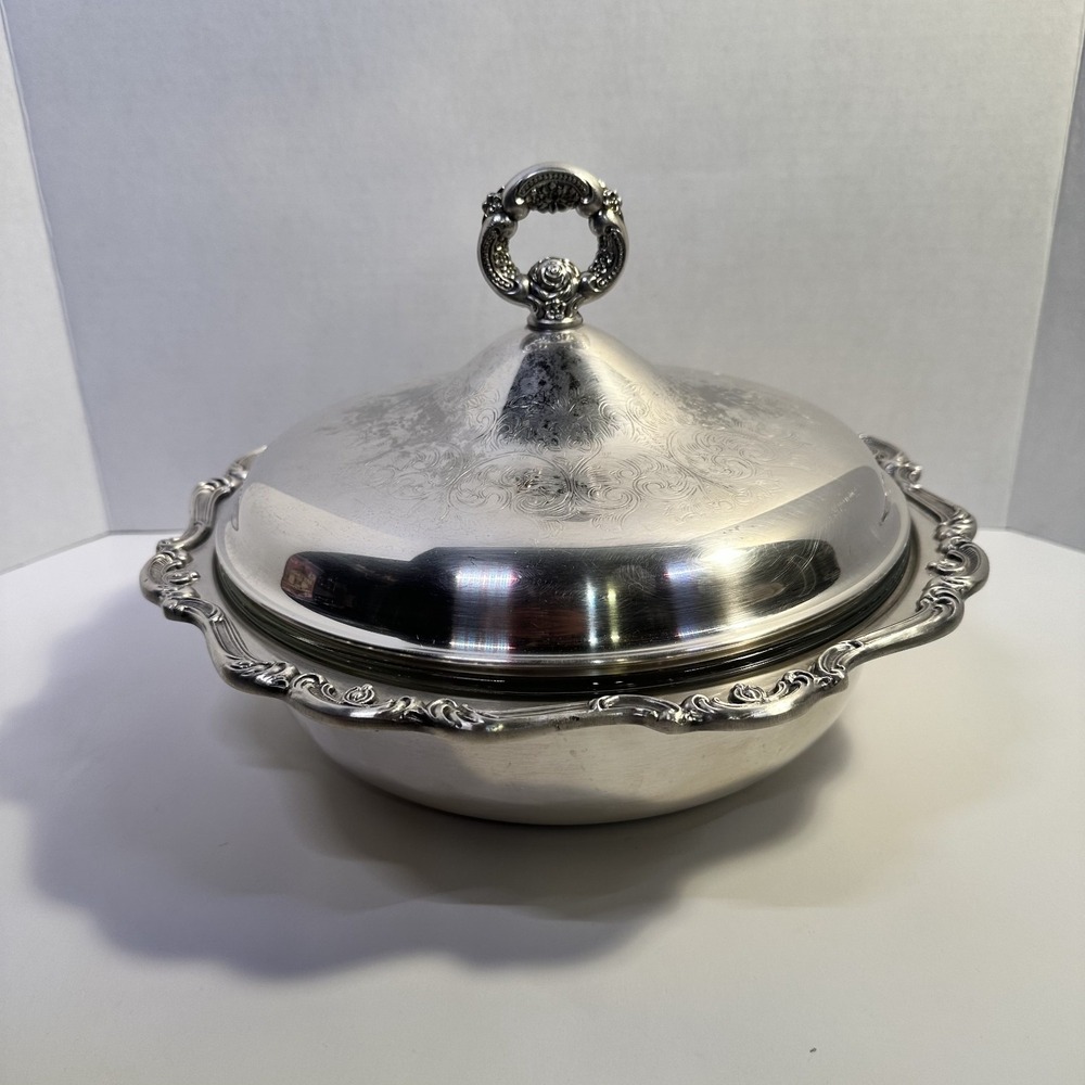 Vintage Gorham Silver Original Warming Server Glass Insert Dome Lid 11"